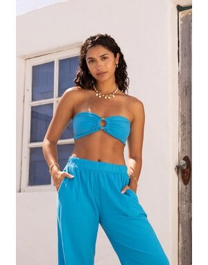 Blanco by Nature Women's Strapless Coconut Top - Ocean Blue