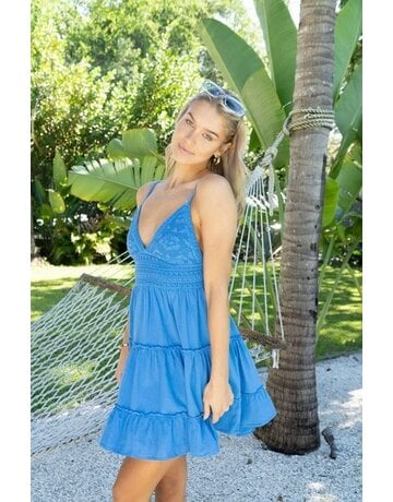 Blanco by Nature Women's Tie Back Crochet Dress - Ocean Blue