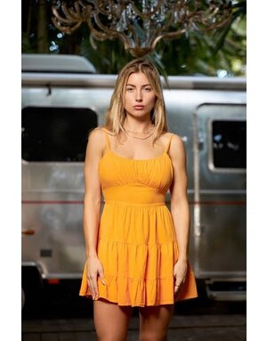 Blanco by Nature Women's Tie Back Flowy Short Dress - Orange