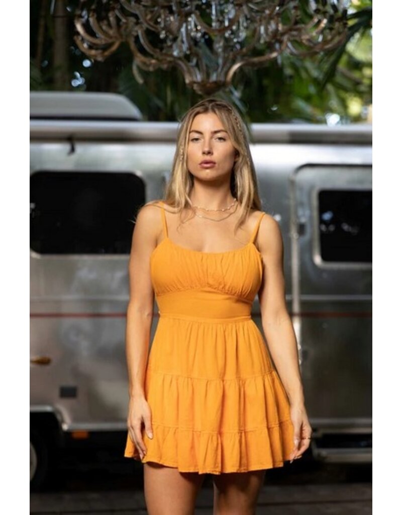 Blanco by Nature Women's Tie Back Flowy Short Dress - Orange
