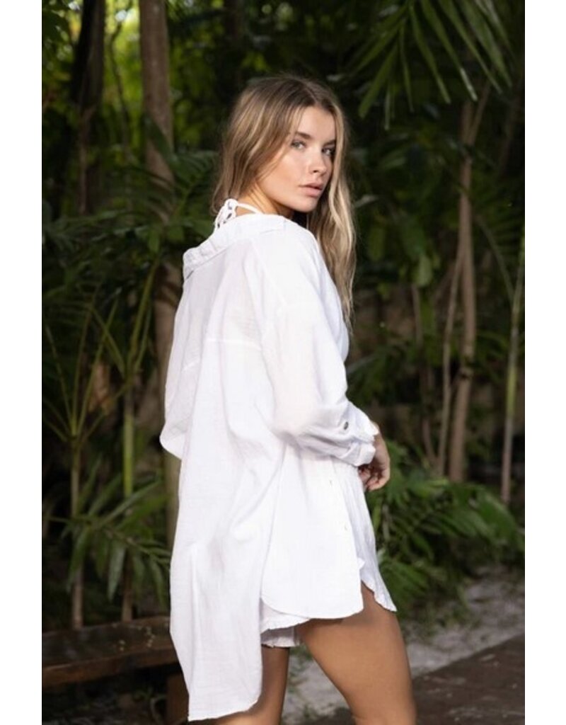 Blanco by Nature Women's Oversized Beach Shirt - White