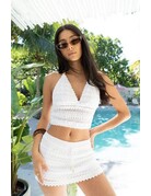 Blanco by Nature Crochet Halter Top with bead - White