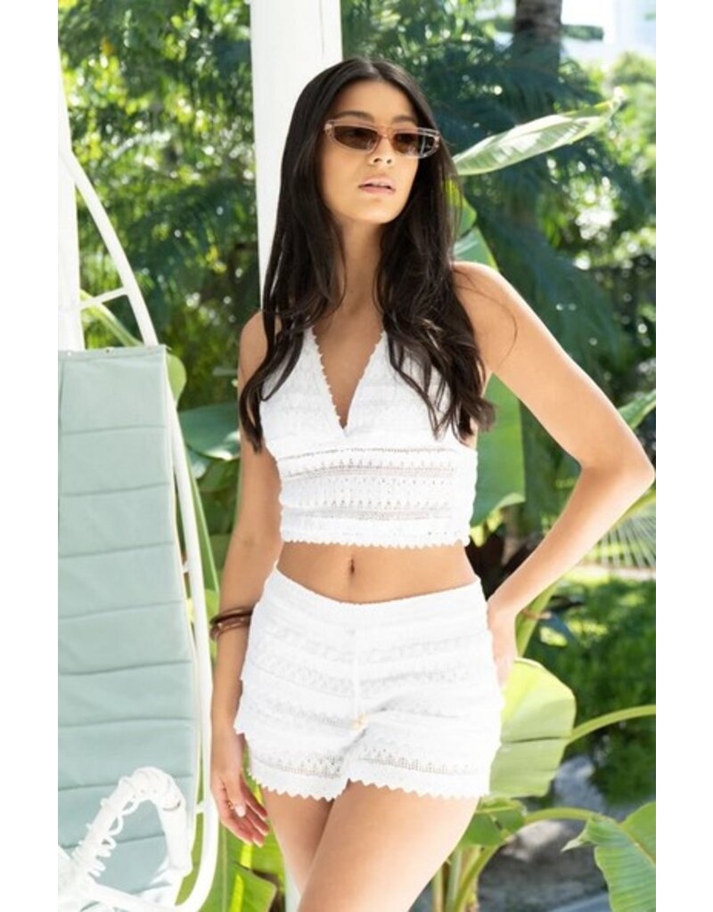 Blanco by Nature Crochet Skort with bead - White