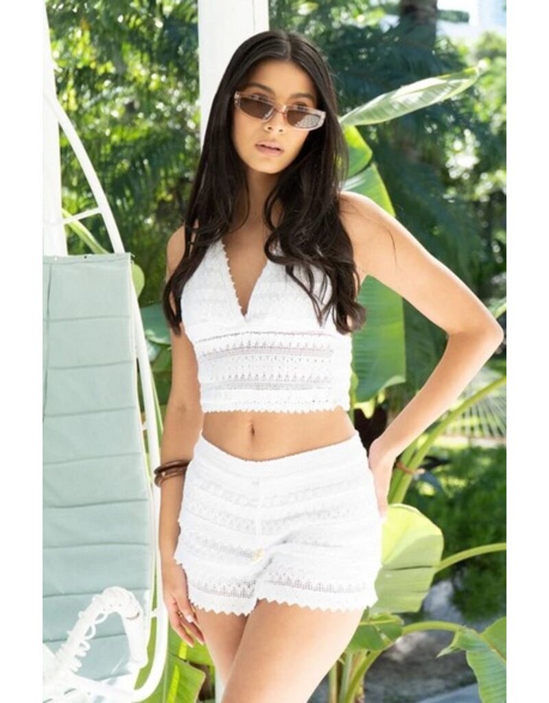 Blanco by Nature Crochet Skort with bead - White