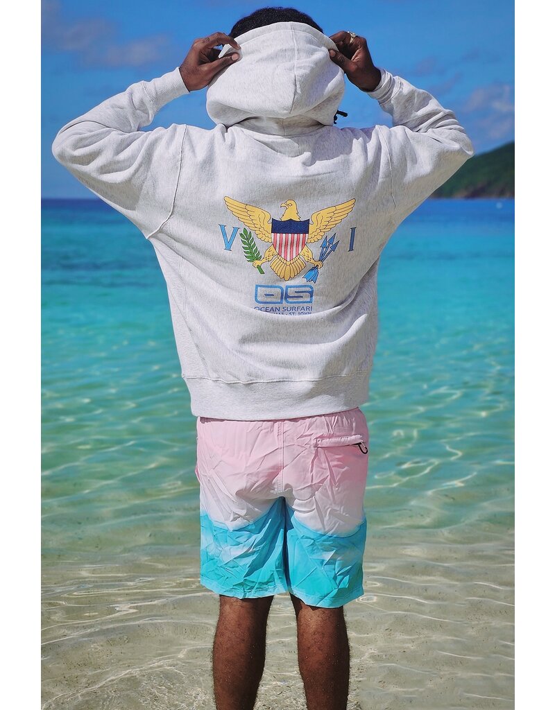 Ocean Surfari Men's VI Flag  P/O Hoodie Unisex Grey