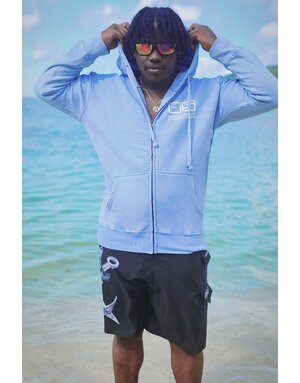 Ocean Surfari Men's F/Z Burnout Hoodie Summer Blue