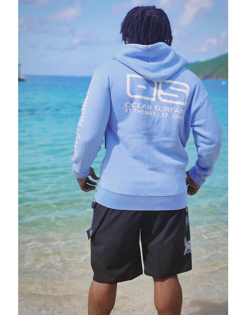 Ocean Surfari Men's F/Z Burnout Hoodie Summer Blue