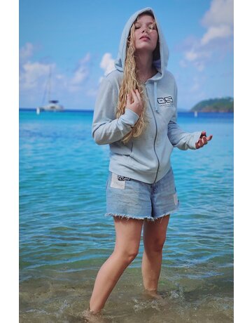 Ocean Surfari Ladies Brushed Hacci Zip Hoodie Blue