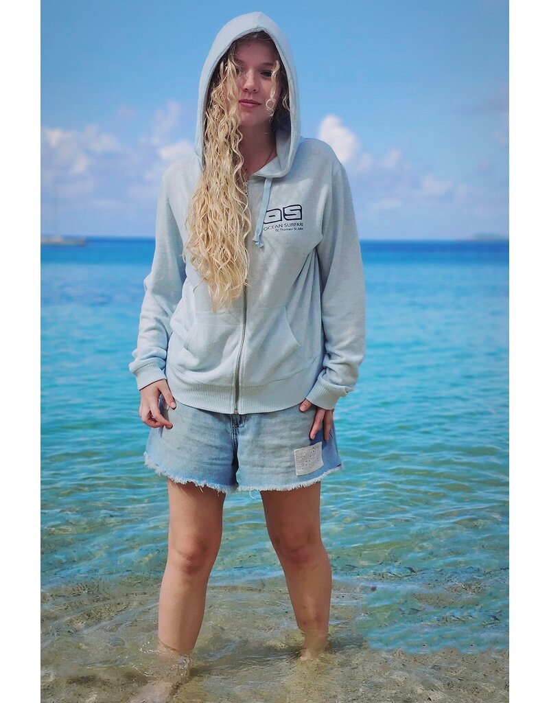 Ocean Surfari Ladies Brushed Hacci Zip Hoodie Blue