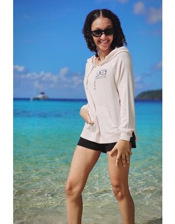 Ocean Surfari Ladies Brushed Hacci Side Slit Hoodie Coconut