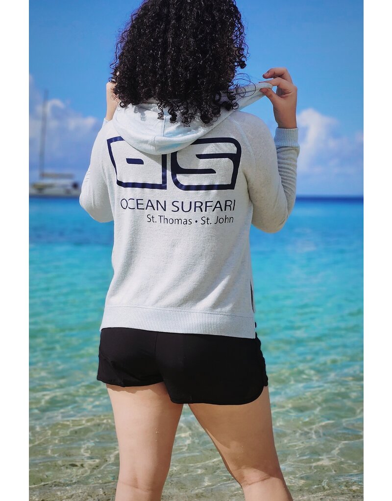Ocean Surfari Ladies Brushed Hacci Side Slip Hoodie Blue