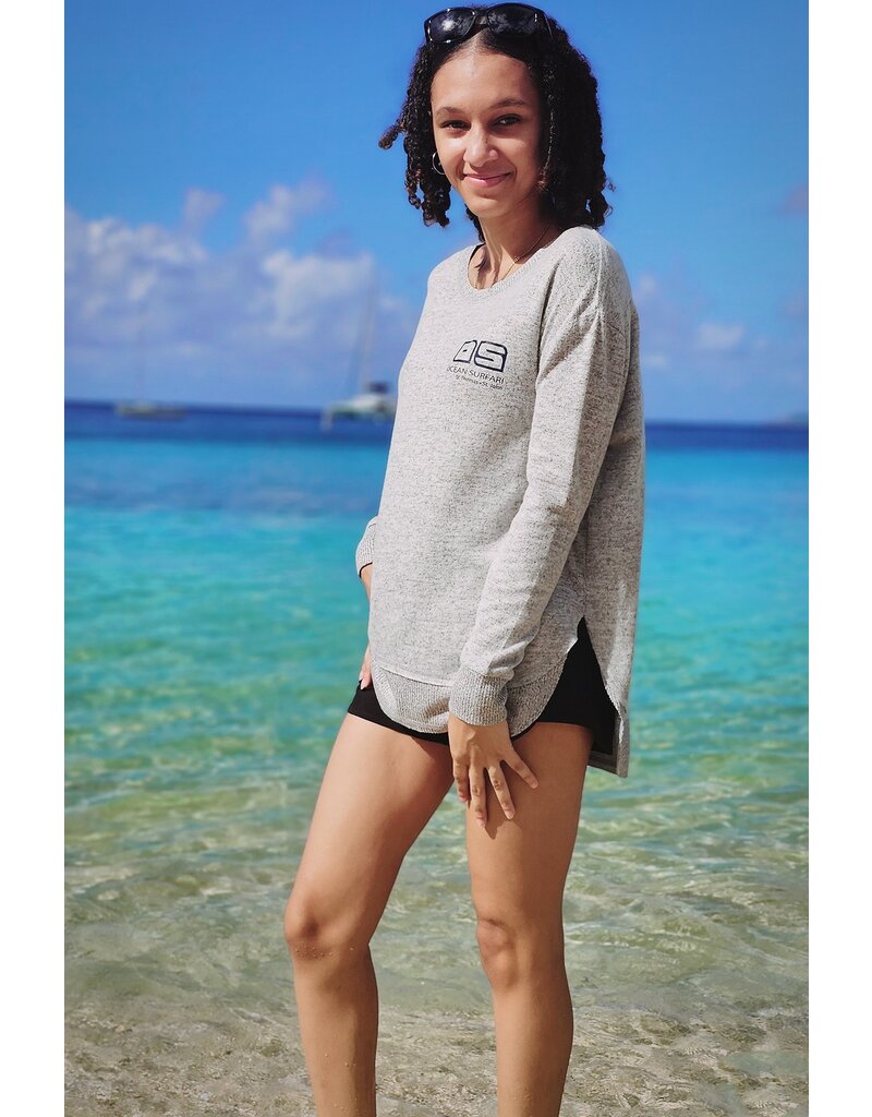 Ocean Surfari Ladies Hacci Crewneck Blue