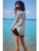 Ocean Surfari Ladies Hacci Crewneck Heather Grey