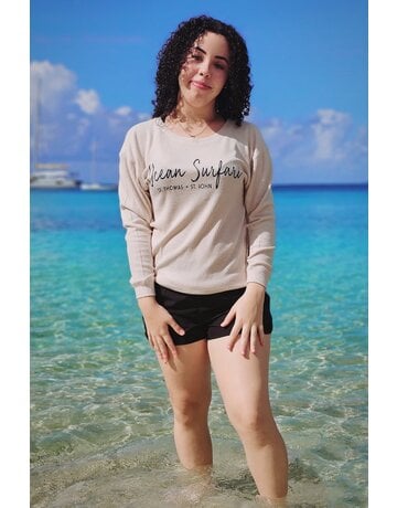 Ocean Surfari Ladies Ribbed Hacci Crewneck Summer Sand