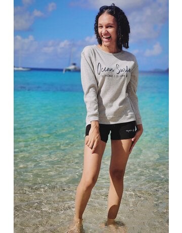 Ocean Surfari Ladies Ribbed Hacci Crewneck Harbor Grey