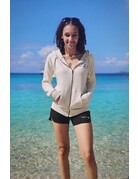 Ocean Surfari Ladies Burnout Full Zip Hoodie Coconut White