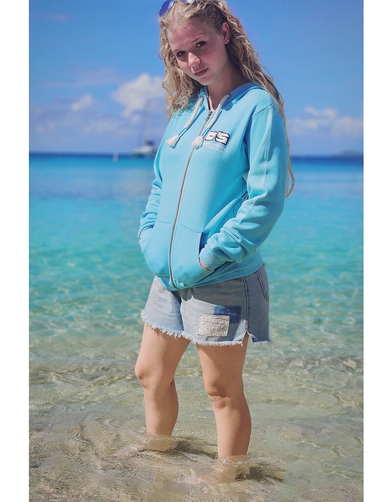 Ocean Surfari Ladies Burnout Full Zip Hoodie Bermuda Blue