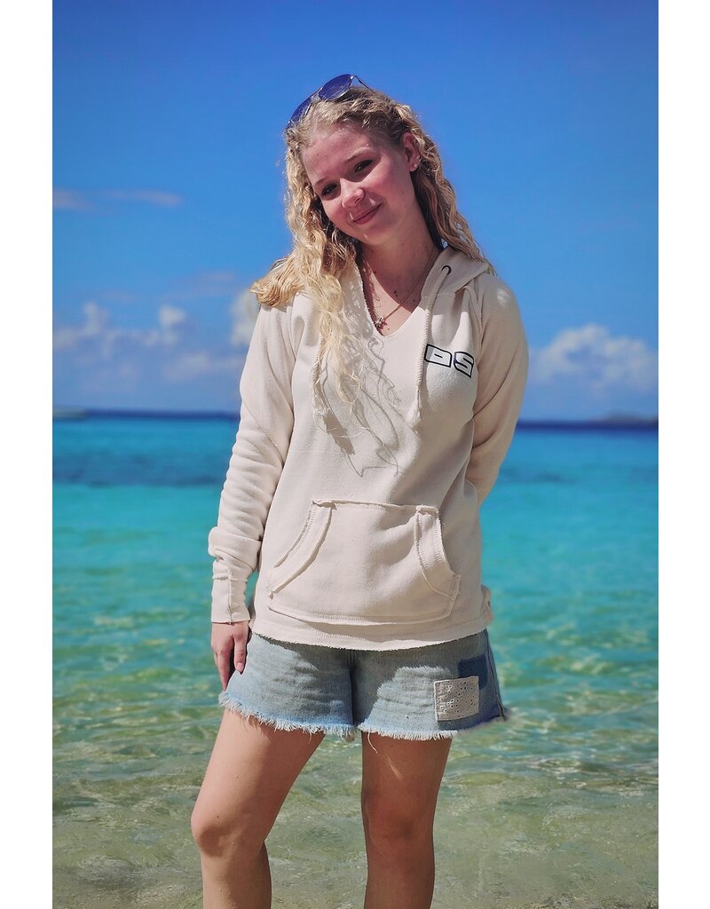 Ocean Surfari Ladies Burnout P/O Hoodie Coconut White