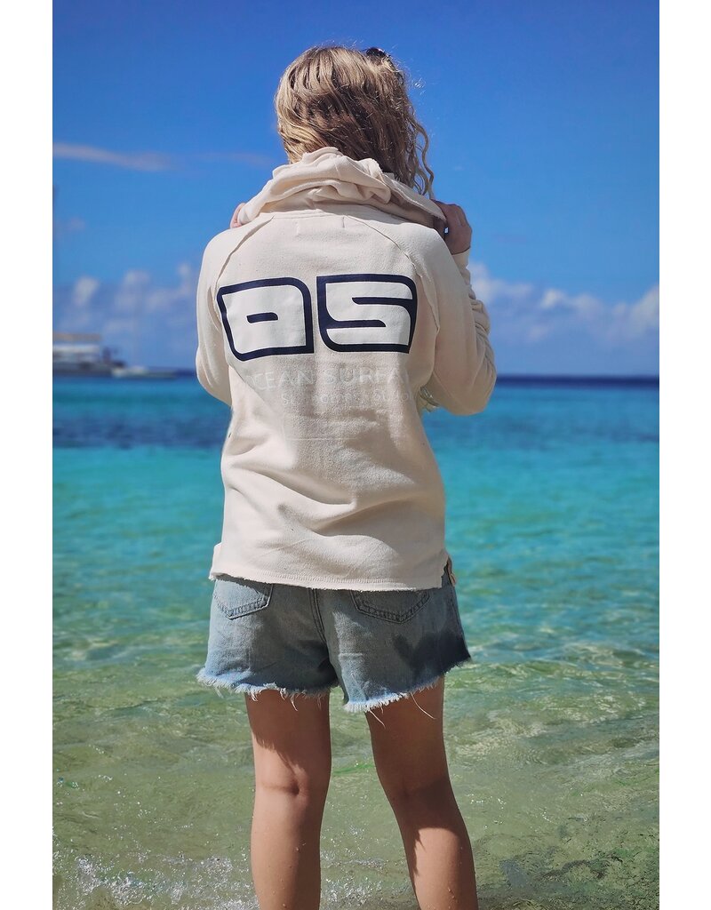 Ocean Surfari Ladies Burnout P/O Hoodie Coconut White