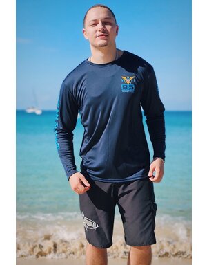 Ocean Surfari OS SPF 50+ Performance Men's LS VI Flag Navy