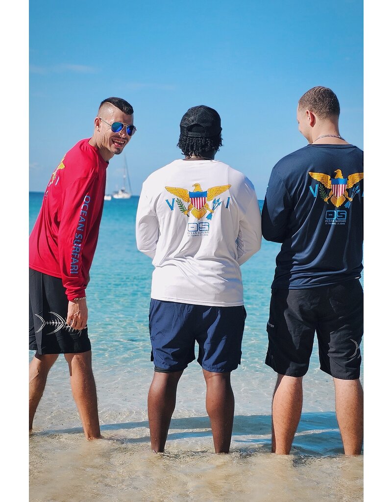 Ocean Surfari OS SPF 50+ Performance Men's LS VI Flag Navy