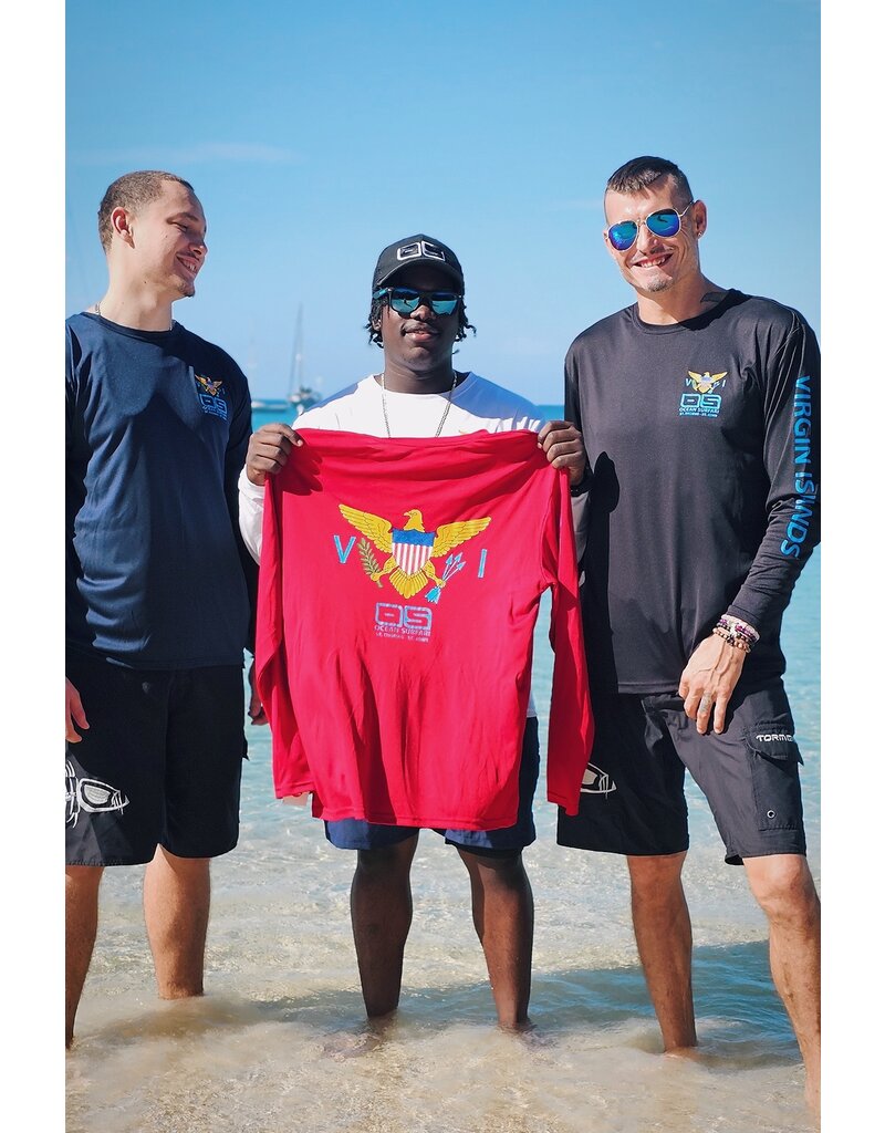 Ocean Surfari OS SPF 50+ Performance Men's LS VI Flag Black