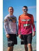 Ocean Surfari OS SPF 50+ Performance Men's LS VI Flag Watermark WHT