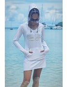 Ocean Surfari OS Women's Mesh Hoodie Dress - Optic White