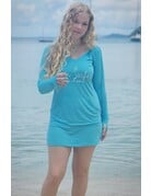 Ocean Surfari OS Women's Mesh Hoodie Dress - Lt Blue