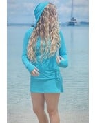 Ocean Surfari OS Women's Mesh Hoodie Dress - Lt Blue