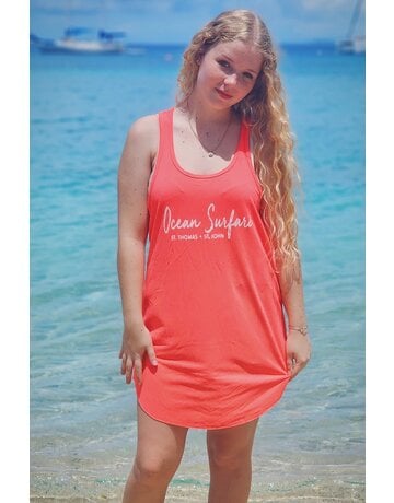 Ocean Surfari OS Racerback Tee Cover Up - Neon Coral