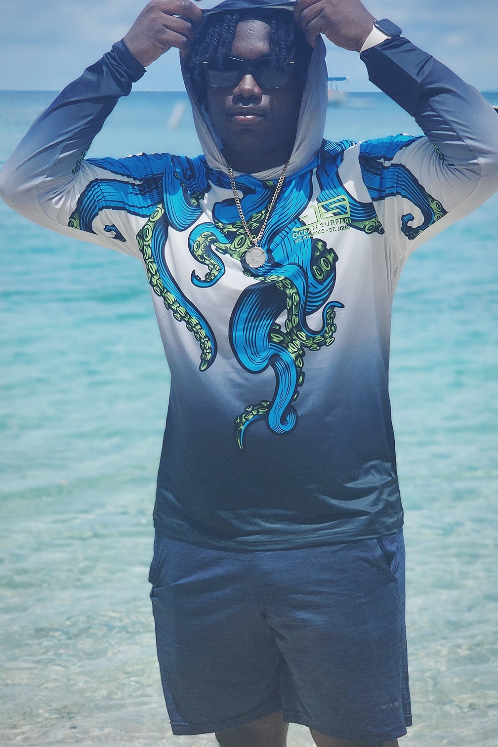 OS SPF 50 Performance Men s Hoodie Octopus Ocean Surfari