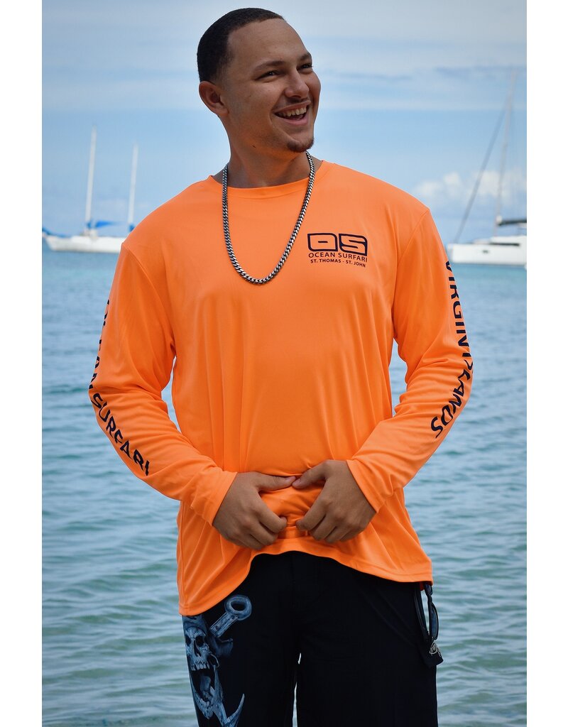 Ocean Surfari OS SPF 50+ Performance Men's LS Safety Orange