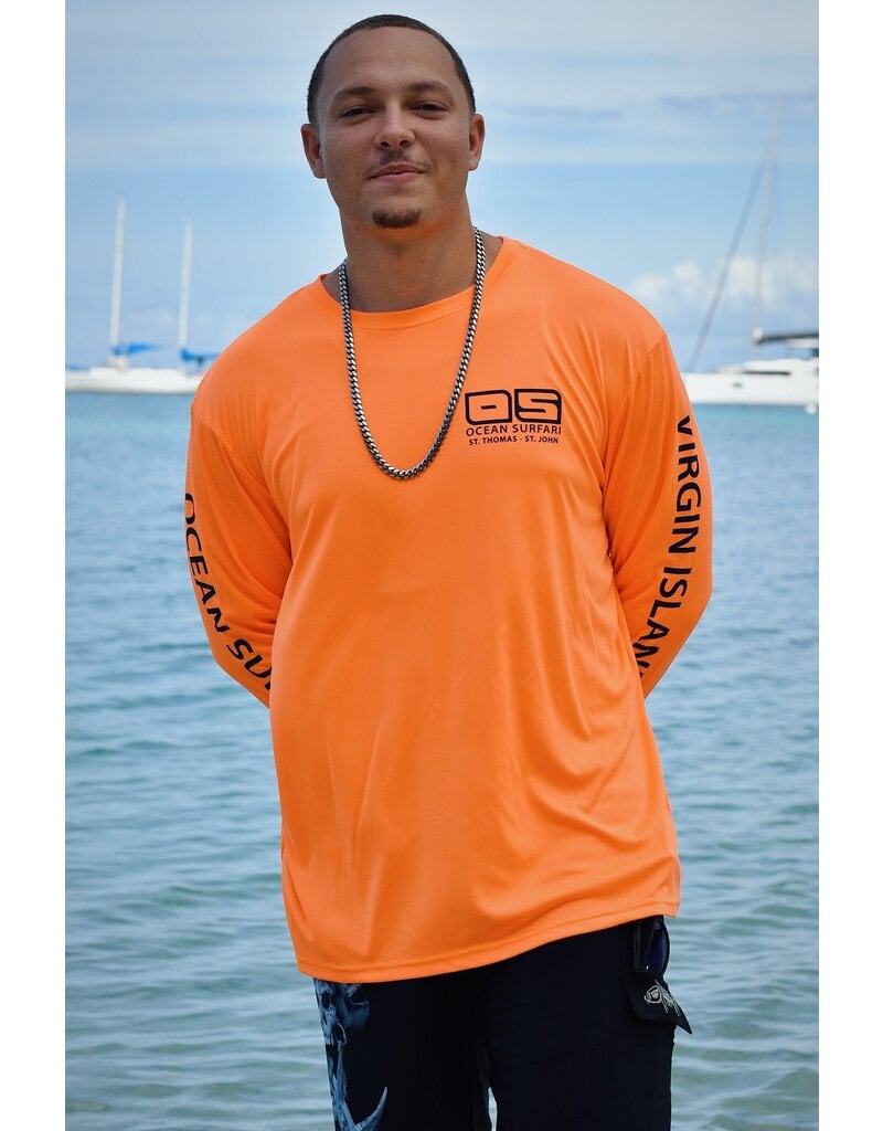 Ocean Surfari OS SPF 50+ Performance Men's LS Safety Orange