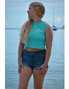 Ocean Surfari Lad Crop Performance Tee Seafoam