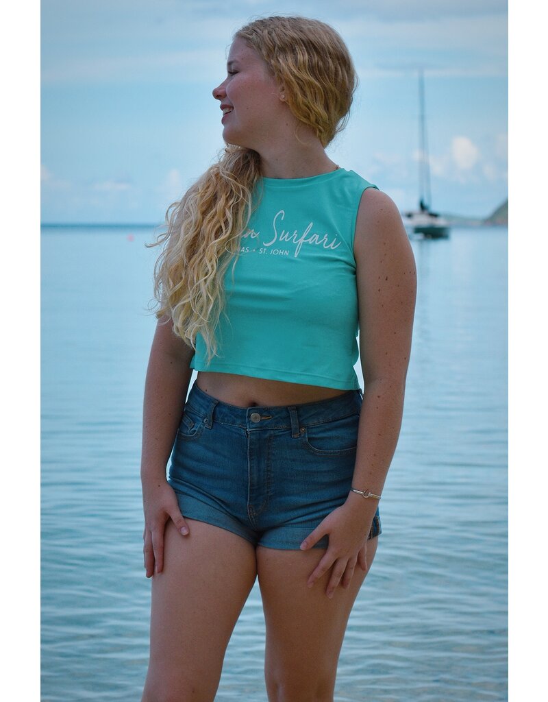 Ocean Surfari Lad Crop Performance Tee Seafoam