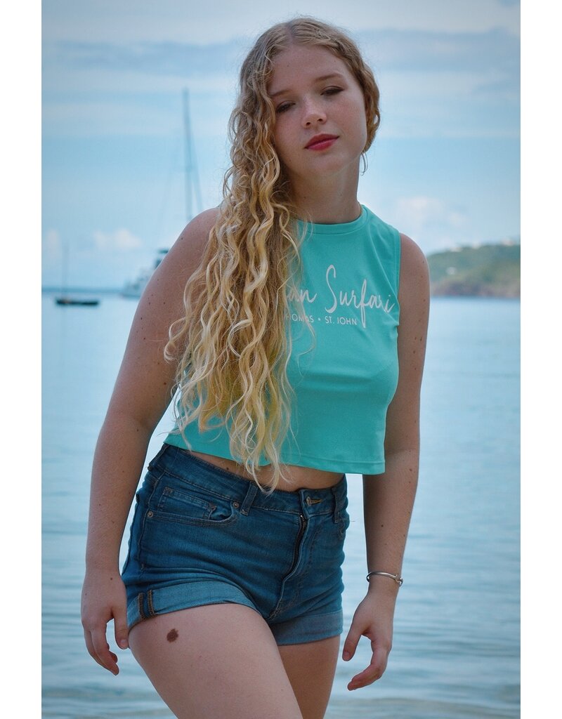 Ocean Surfari Lad Crop Performance Tee Seafoam