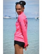 Ocean Surfari OS SPF 50+ Performance Lad LS 1/4 Zip Neon Pink