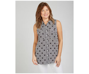 grey polka dot top