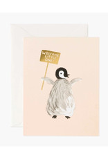 Welcome Little One Card - Penguin