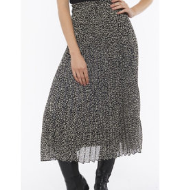 Print Pleated Midi Skirt