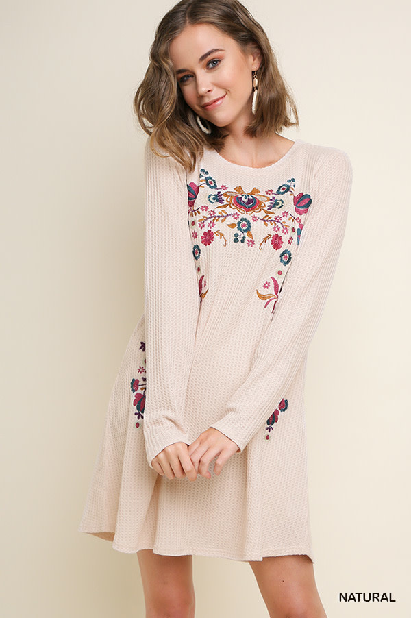 embroidered knit dress