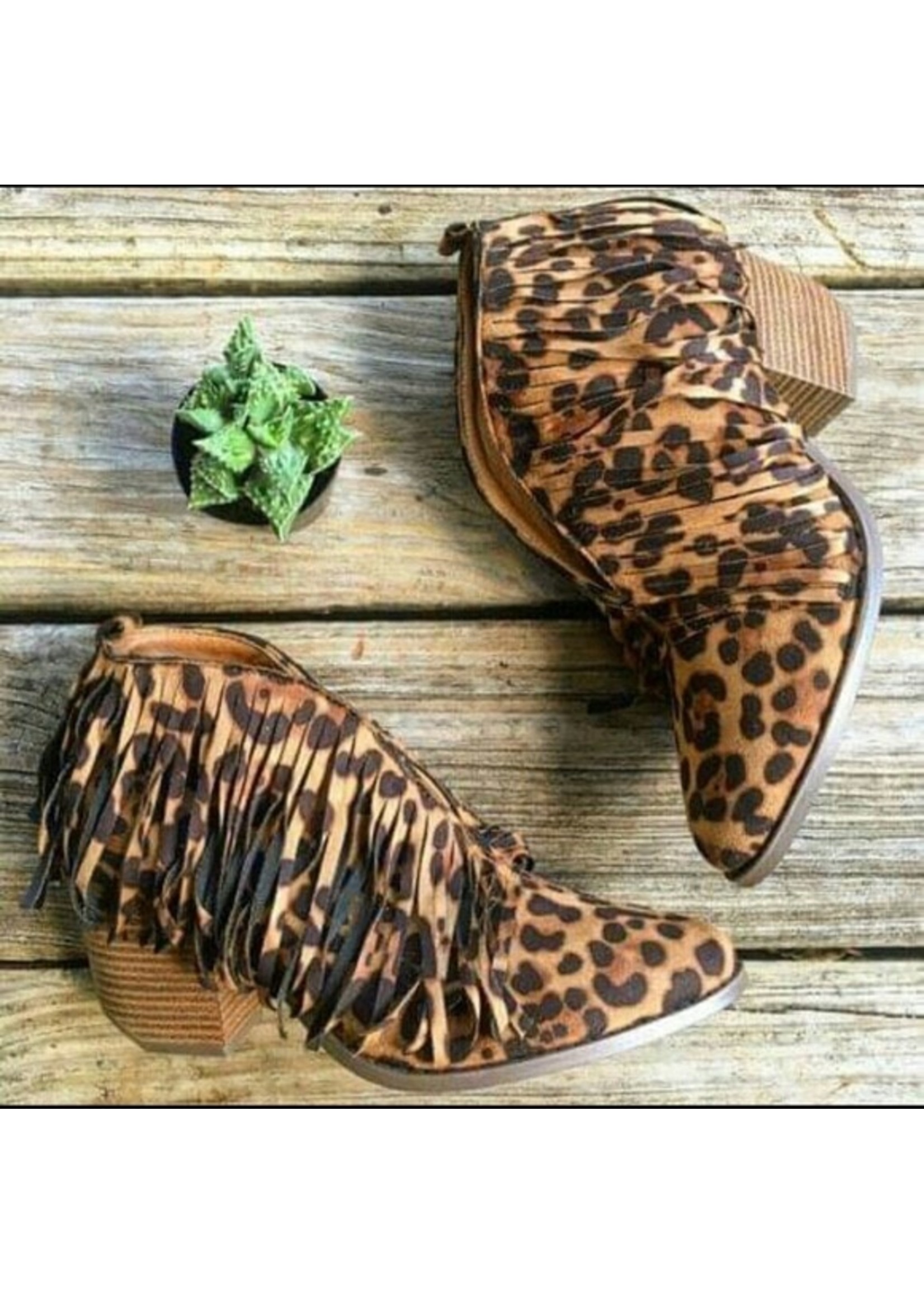 fringe leopard booties