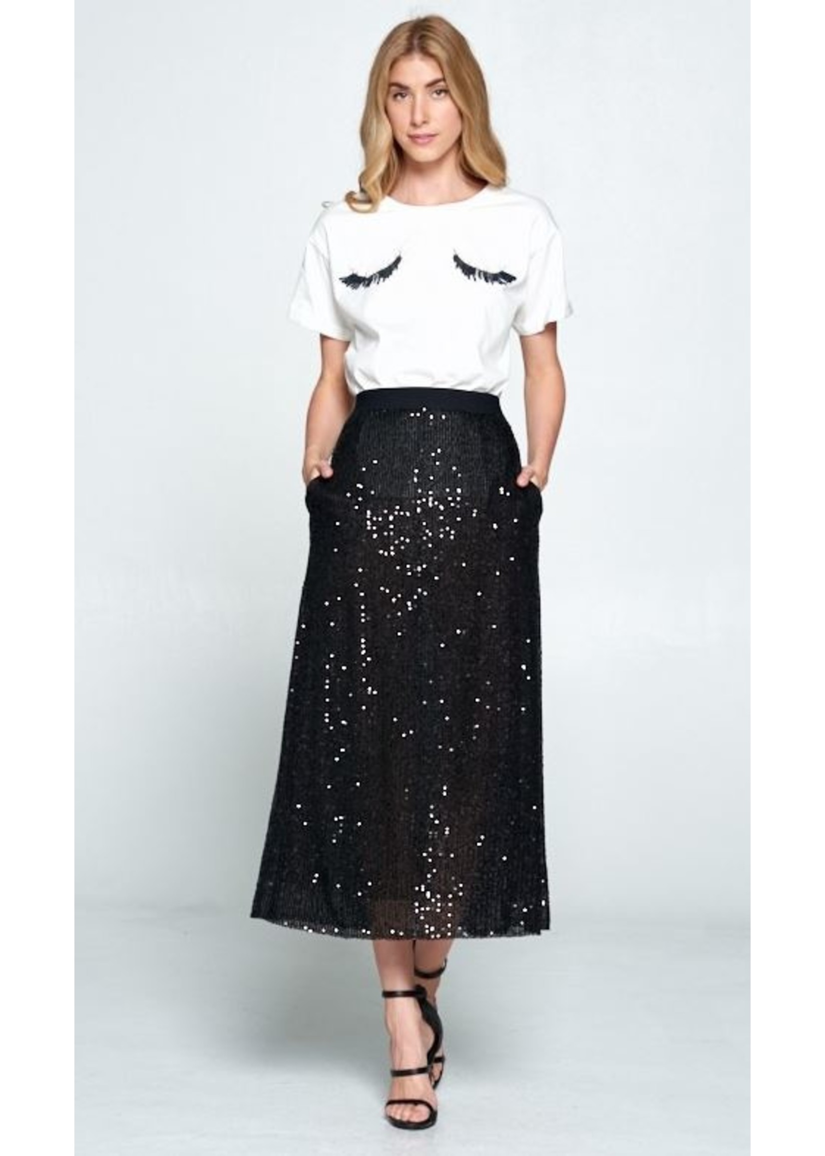 sequin full midi skirt