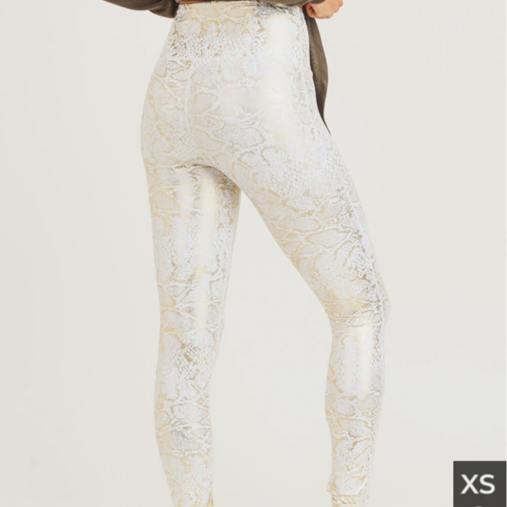 Mono B Gold and White Snakeskin Highwaist Leggings