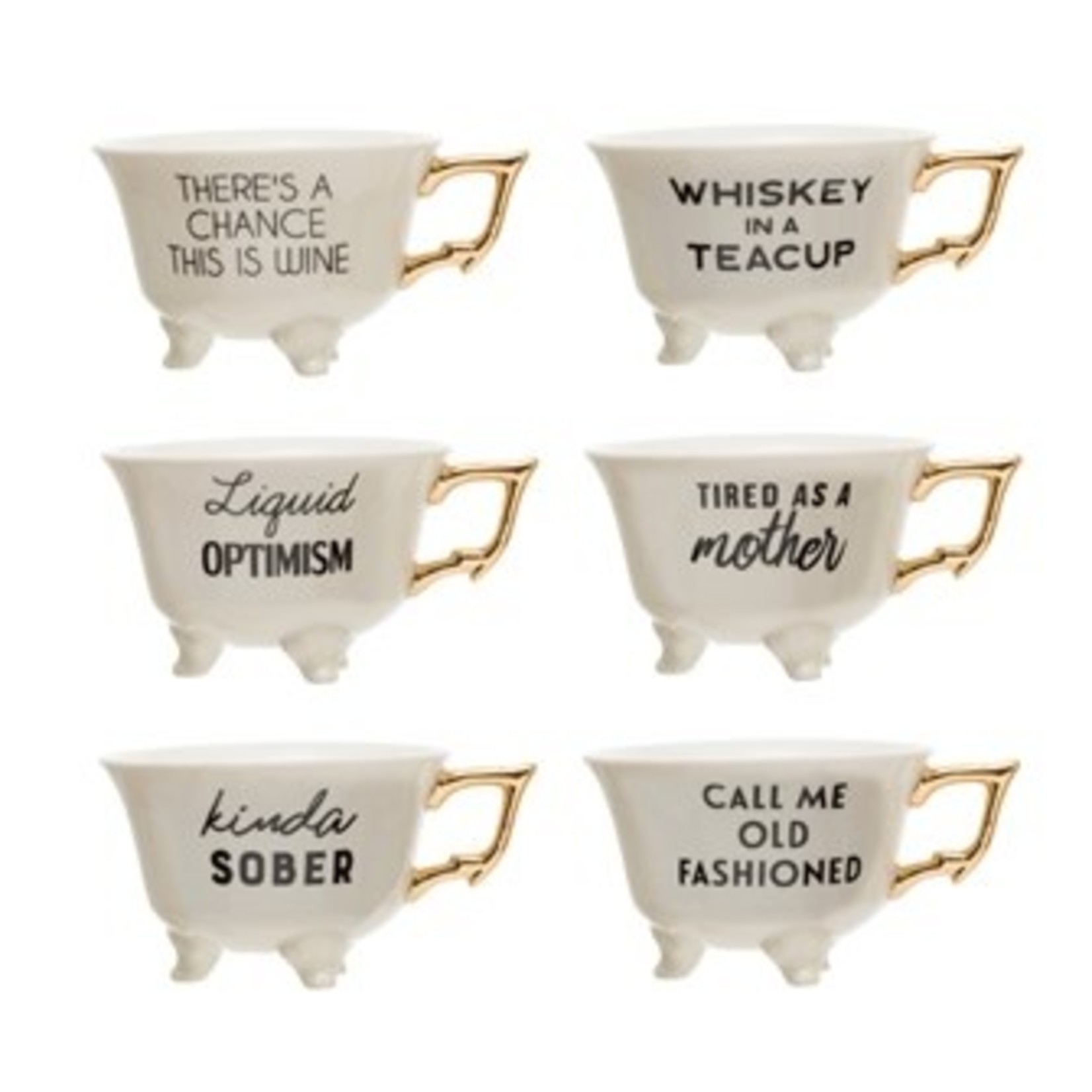 Footed Teacups-Sayings in gold