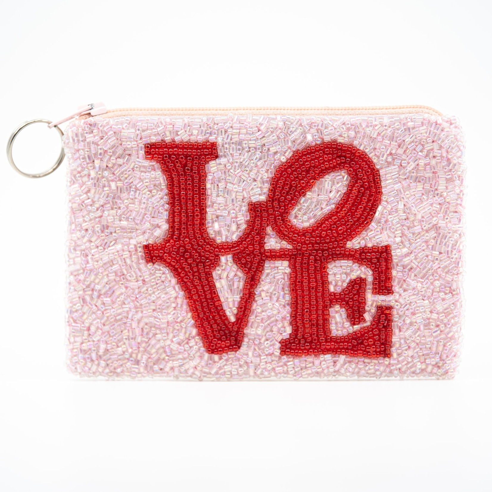 Tiana Love coin purse -Red on Soft Pink