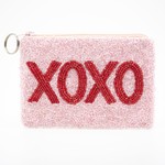 XOXO coin purse red on pink