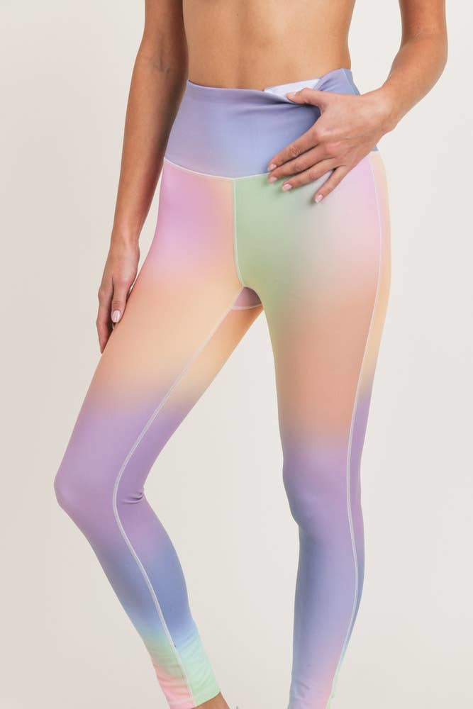Pastel Rainbow Girls Leggings (8-20), Tie Dye Yoga Pants Kawaii