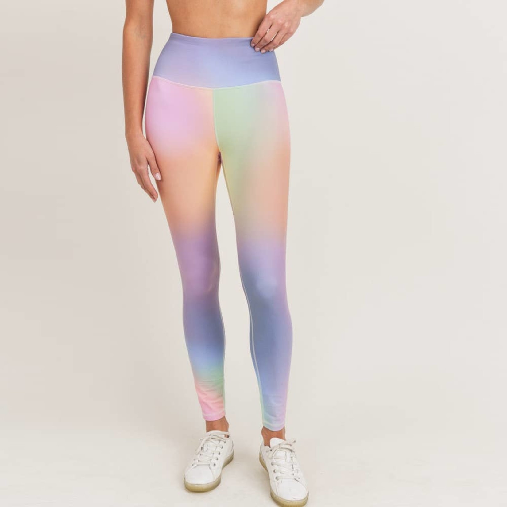 Abstract Pastel Color Rainbow Women's Yoga Pants High Waist Tummy Control  Workout Leggings Biker Pants